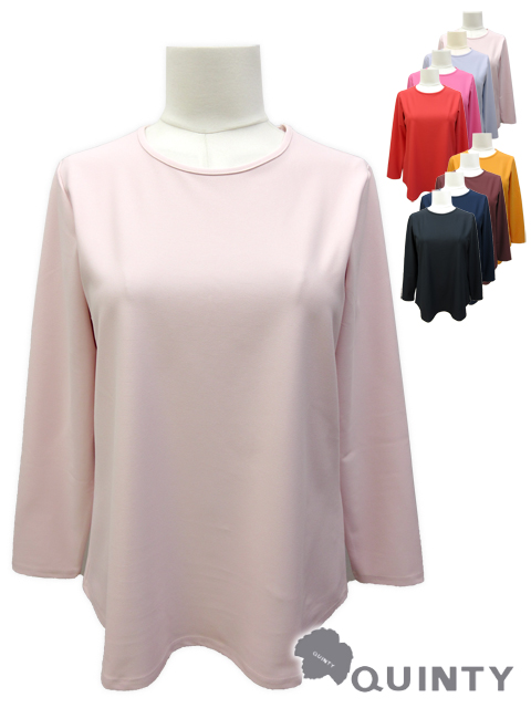 <QUINTY /クインティ>きれいな発色で魅せるストレッチリップルのカラーカットソーです。(撮影サイズ:F2)