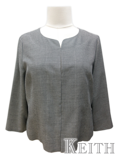 <KEITH /キース>コンパクトなシルエットが女性らしい千鳥格子柄のノーカラージャケットです。