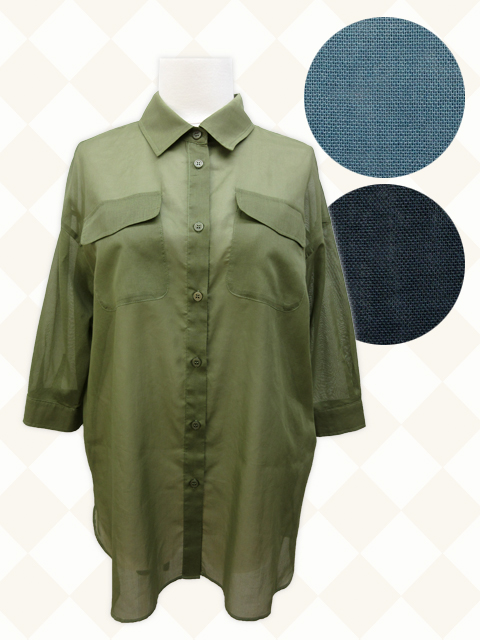 ＜SEPIA/セピア＞透け感ある素材が女性らしい七分袖シャツです。(撮影サイズ：F2)