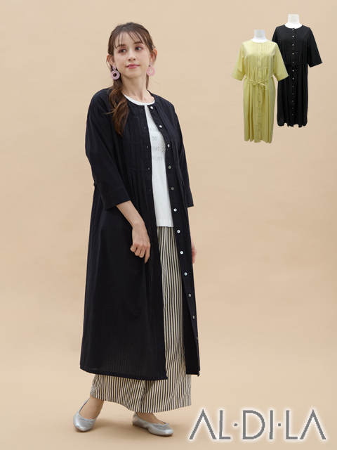 <AL・DI・LA /アル・ディ・ラ>プリーツ風のタックデザインが上品可愛いコットンワンピースです。