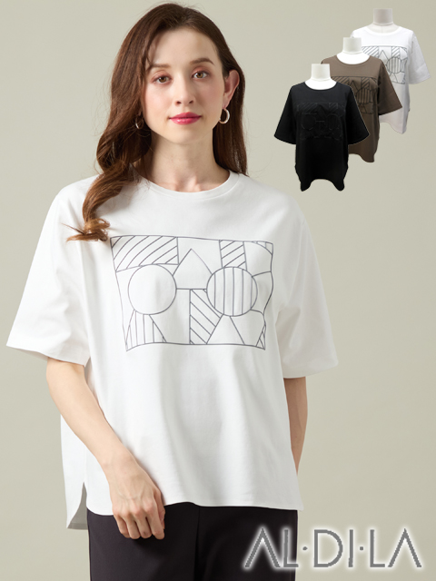 <AL・DI・LA /アル・ディ・ラ>ぷっくりとしたシリコンプリントが可愛いコットンTシャツです。