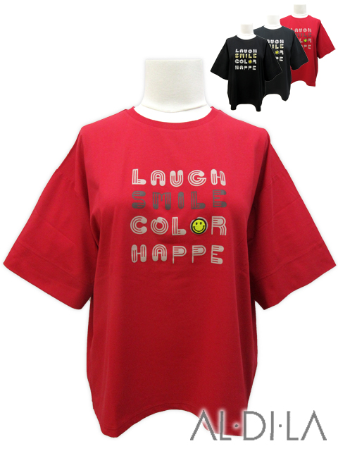 <AL・DI・LA /アル・ディ・ラ>ポップなロゴプリントにスマイルのパッチが可愛いTシャツです。