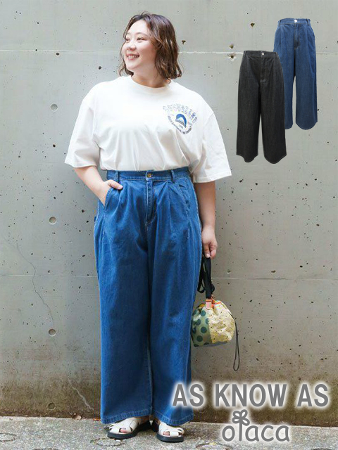 <AS KNOW AS olaca /アズ・ノゥ・アズ・オオラカ>遊び心あるデニムワイドパンツです。