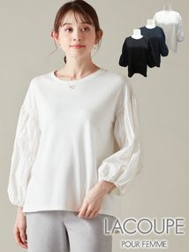 袖シャーリングカットソー