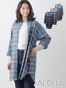 AL・DI・LA ビエラチェックロングシャツ