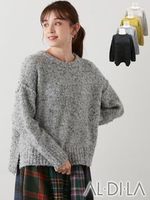 ブークレーカラーネップニット